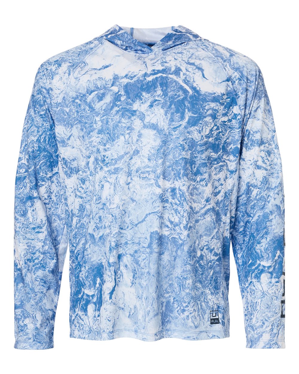 HUK Men's Pursuit Mossy Oak Printed Hooded Long Sleeve T-Shirt H12L0047